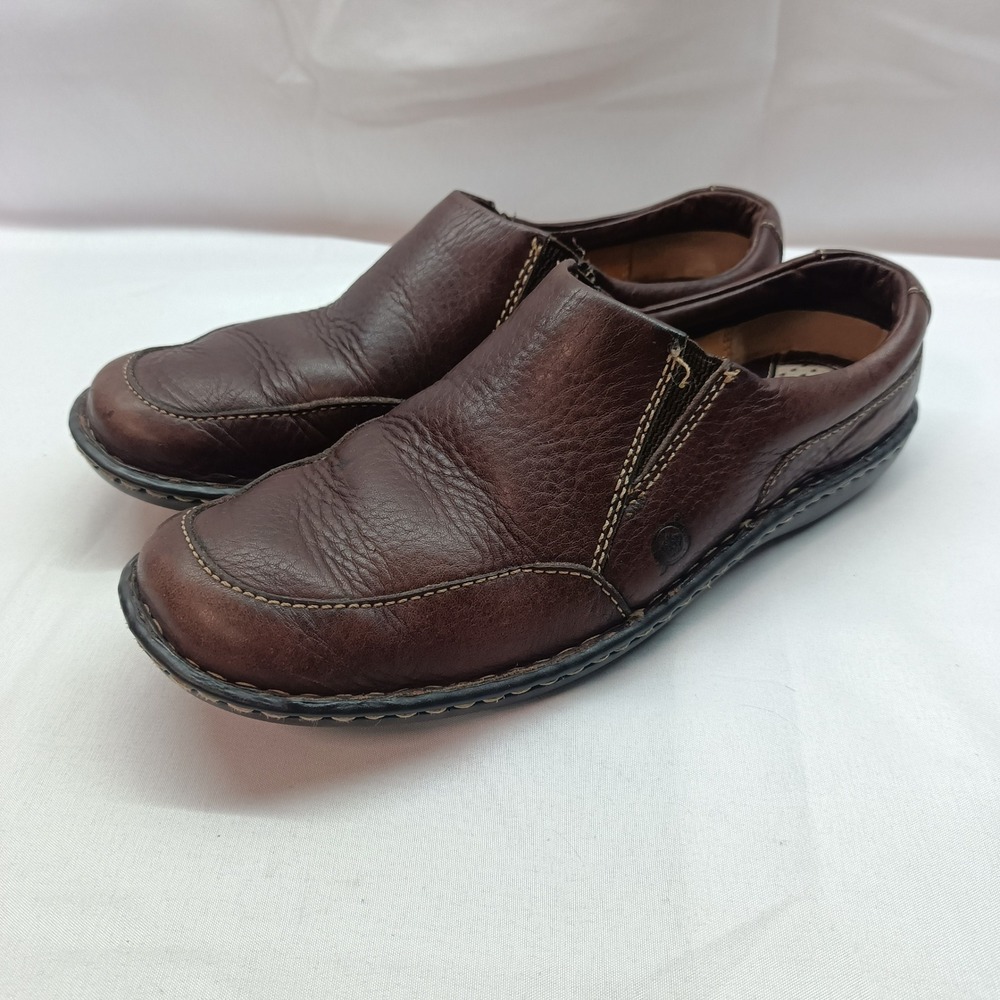 Born Womens Brown Leather Slip On Loafers W9916 Comfort Shoes Size 8/39 Casual